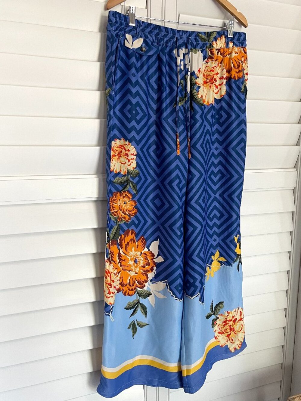 *NWT* Maeve Tropical Straight Leg Pull on Silk Pants Size Large Anthropologie - Picture 6 of 14